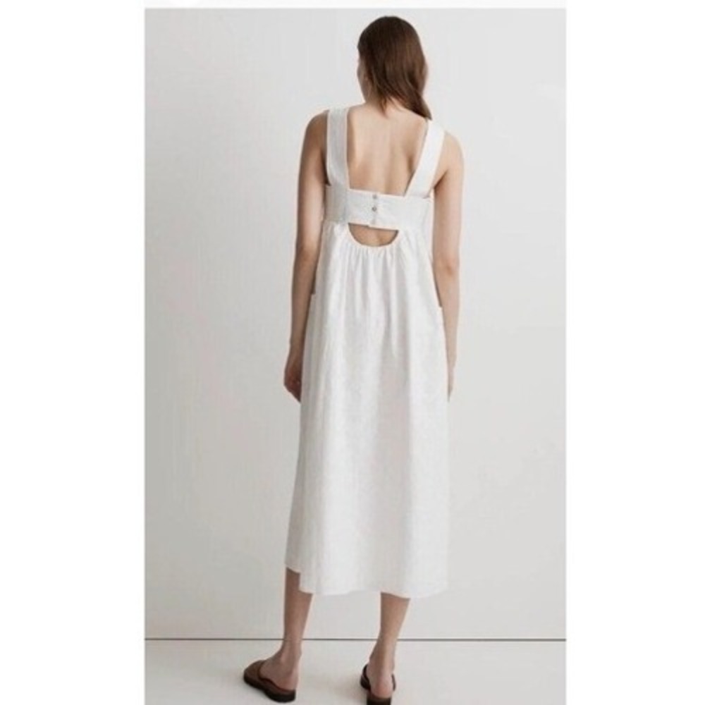 Madewell Eyelet Midi Dress Womens 12 White Excellent Seersucker Back Cutout - Picture 3 of 11